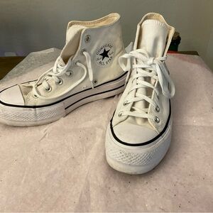 Converse White  High Tops high platform Women’s Size 7